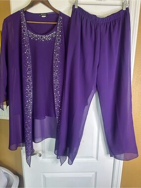 Vintage C.O.C Elegant Purple Three-Piece Set Mother of Bride Size L